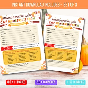 EDITABLE FALL PTO Membership Form, Pto/Pta Parent Volunteer Sign Up Form Template, Newsletter Instant Download, Back to School Recruitment