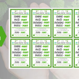 EDITABLE Thank You Mint Tags, Thank You for Your Commitment Gift ...