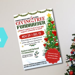 EDITABLE Giving Tree Fundraiser Flyer, School Church Fundraiser Invite ...