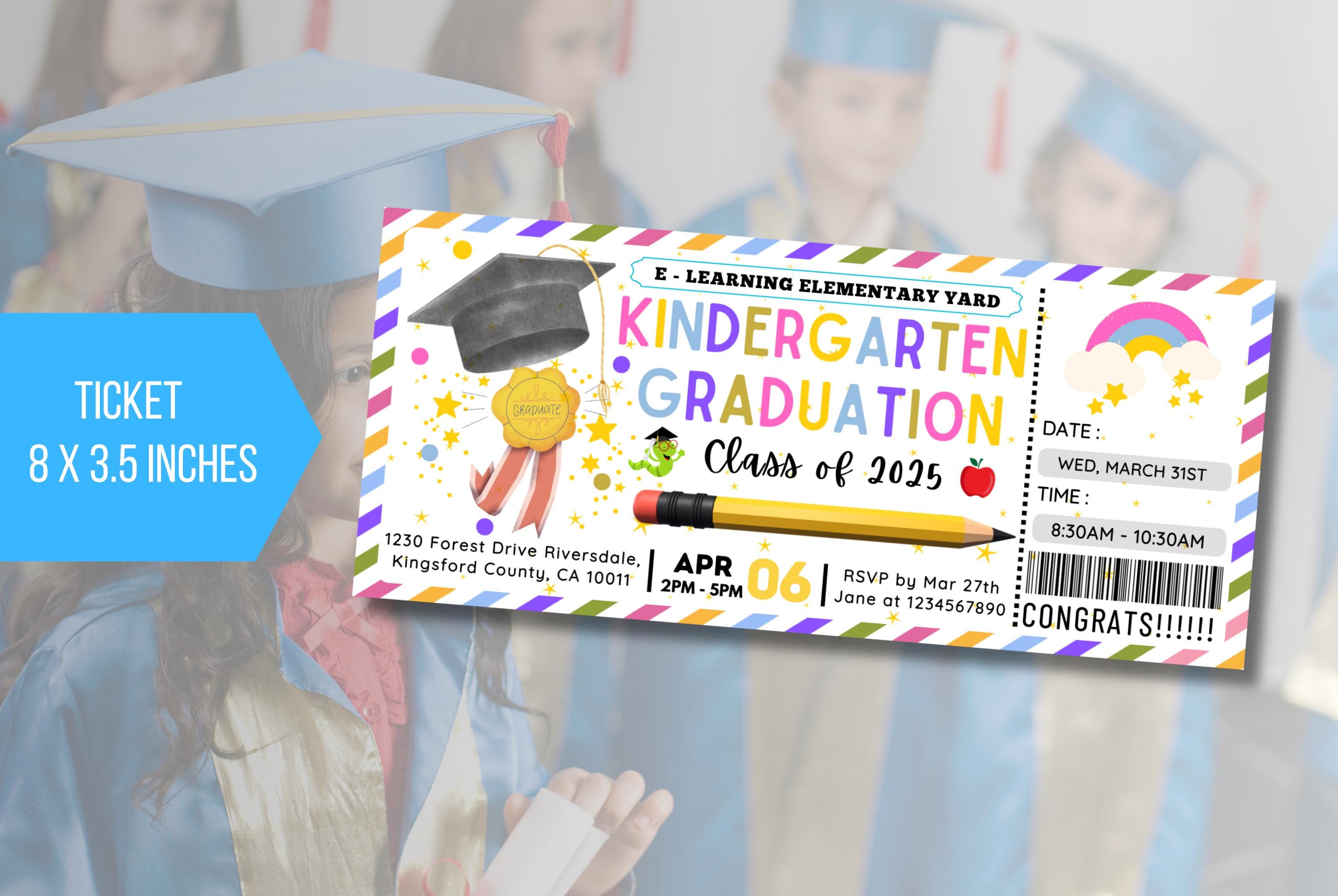 EDITABLE Pre School Graduation Ticket, Kindergarten Graduation, School ...
