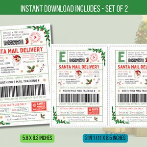 Étiquettes d'expédition MODIFIABLES Santa Mail, colis d'arrivée de Noël livraison spéciale pôle Nord, étiquette cadeau modèle modifiable téléchargement immédiat
