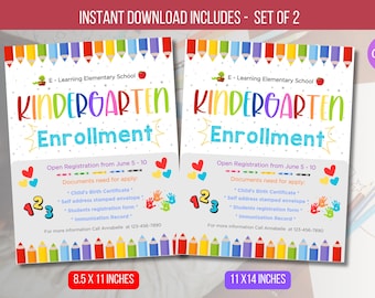 EDITABLE Kindergarten Enrollment Flyer, Registration Flyer, School, Meet The Teacher Template, Back To School Invite Instant Download