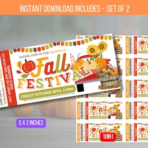 EDITIERBARE Herbst-Erntefest Einladungskarte, Schulveranstaltung Erntefest, Herbstfest-Eintrittskarte Digitale Vorlage Sofortiger Download