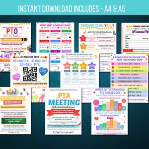 EDITABLE PTO Flyer Package, Printable School PTo Information Form & Flyers, Pto Yearly Calendar, Pto Recruitment Flyer PTO Membership Bundle