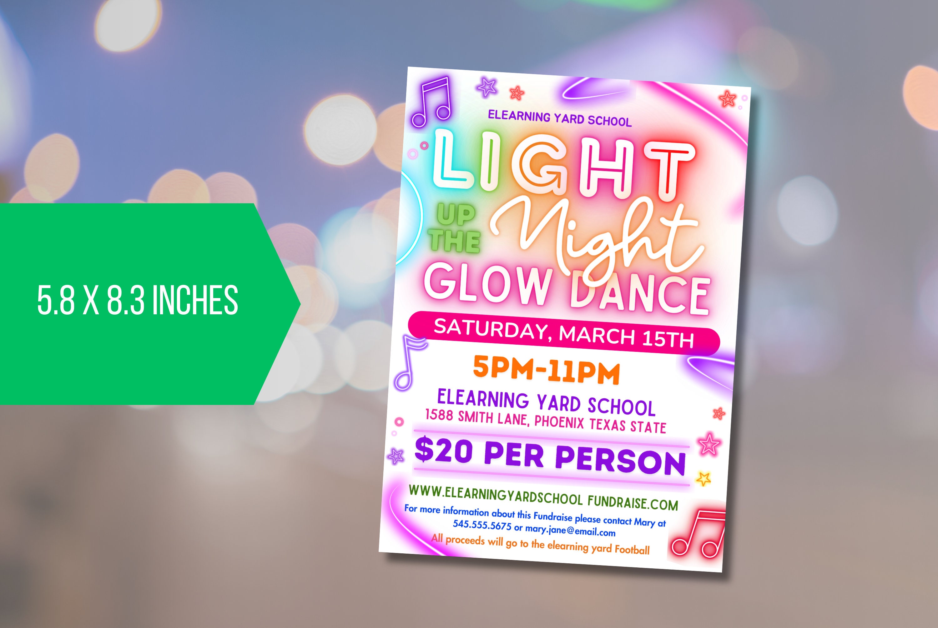 EDITABLE Light up the Night Glow Dance Invitation Flyer With Invitation ...