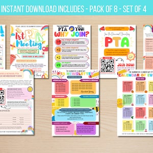 EDITABLE PTA Complete Package Flyer, Meeting Flyer, Volunteer Needed, Why Join PTA Volunteer Form, Newsletter, Event Calendar, Download