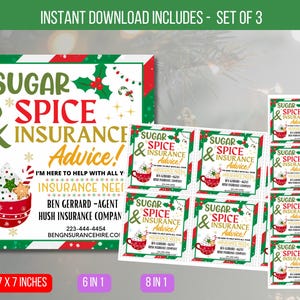 EDITIERBARE Zucker Gewürz & Beratung Weihnachtsgeschenkanhänger, Versicherung Marketing Tags, Makler Urlaub Empfehlungstag, druckbare Karte Sofortiger Download