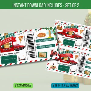 EDITABLE Holiday Gift Boarding Pass Gift Ticket, A Trip to Italy, Surprise Travel, Trip Ticket Boarding Pass Ticket Gift Certificate