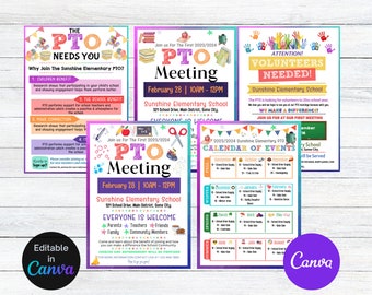 PTO Bundle, pto/pta Information Meeting Flyer, Why Join The PTO, Pto Yearly Calendar, Pto Recruitment Flyer, PTA Newsletter Handout Meeting