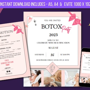 EDITABLE Botox Party Flyer, Botox Party Invitation, Botox Party Invite Template, Spa Flyer Template, Promotion Beauty Flyer Templates