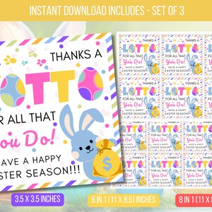 EDITABLE Easter Thanks A Lotto For All That You Do Lottery Gift Tags, Spring Lottery Appreciation Tags, Gift Label Instant Download