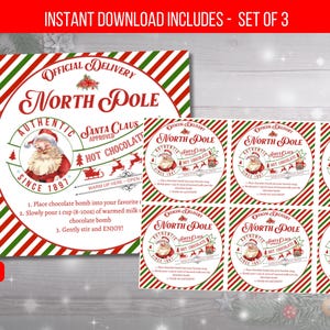 Editable Elf Hot Chocolate Bomb Tags, Hot Cocoa Bomb Instructions Favor Tags, Cookies and Cocoa Christmas gift tag, Christmas Labels