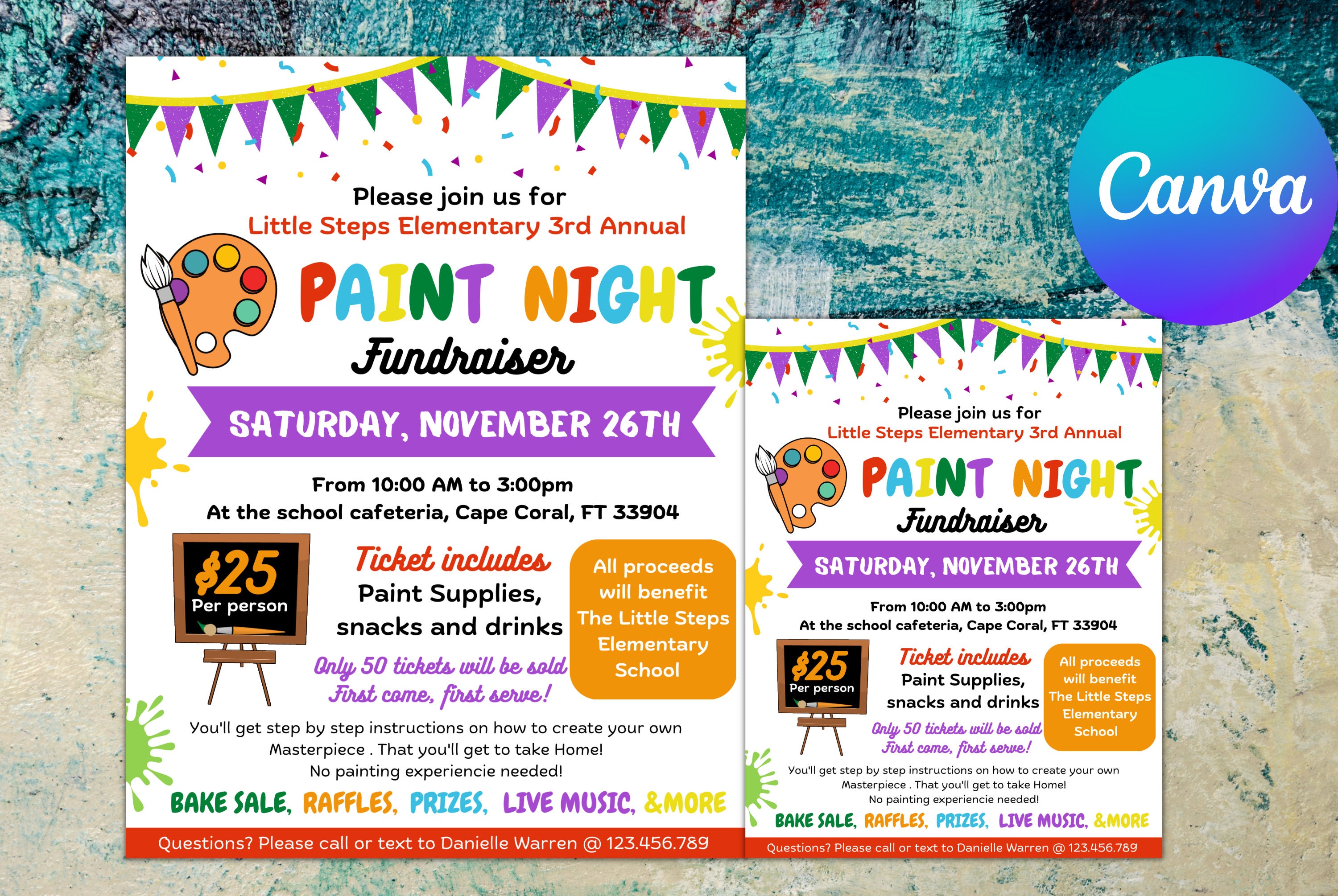EDITABLE Paint Night Fundraiser Flyer Template Charity Non Etsy