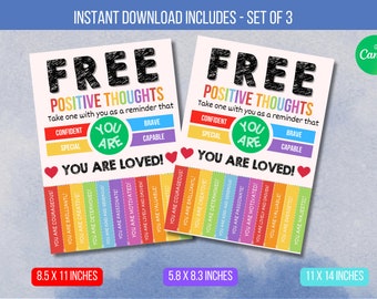 EDITABLE School Counselor Office Door Sign Flyer Free Positive Thought Flyer, Classroom Decor School Counselor Gift Digital Instant Download