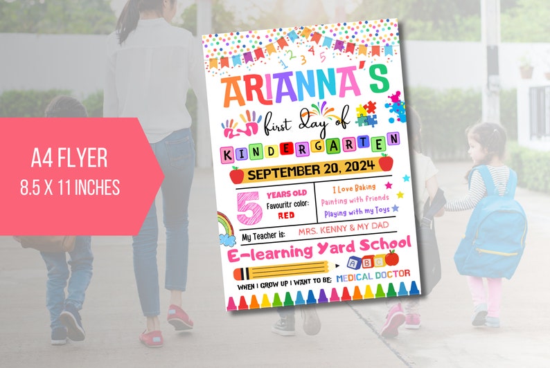 EDITABLE First Day of Kindergarten Flyer, PTA PTO Flyer Invite, New ...