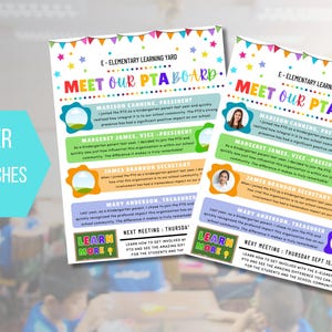 EDITABLE Meet the PTA Board Flyer, Volunteer Board Introductions, Meet ...