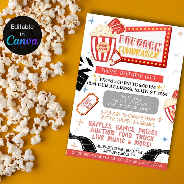 Popcorn Flyer Template Etsy