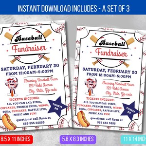 EDITABLE Baseball Fundraiser Flyer, School Community Benefit Poster, Fundraiser Event, Baseball Trails Flyer template Instant Download