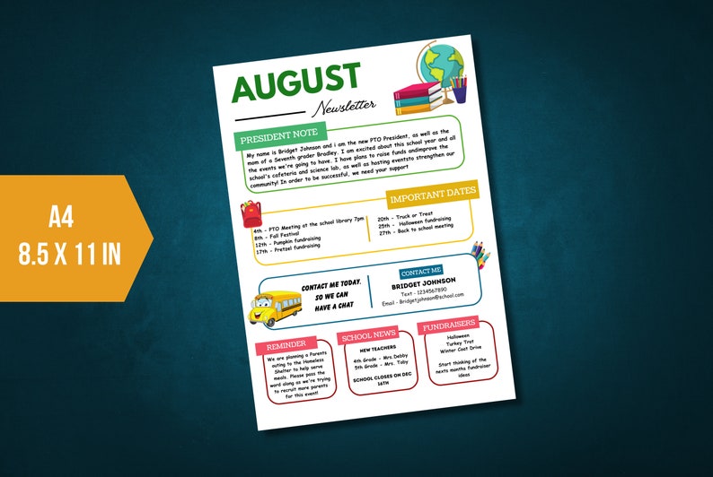 Editable august newsletter template classroom printable etsy