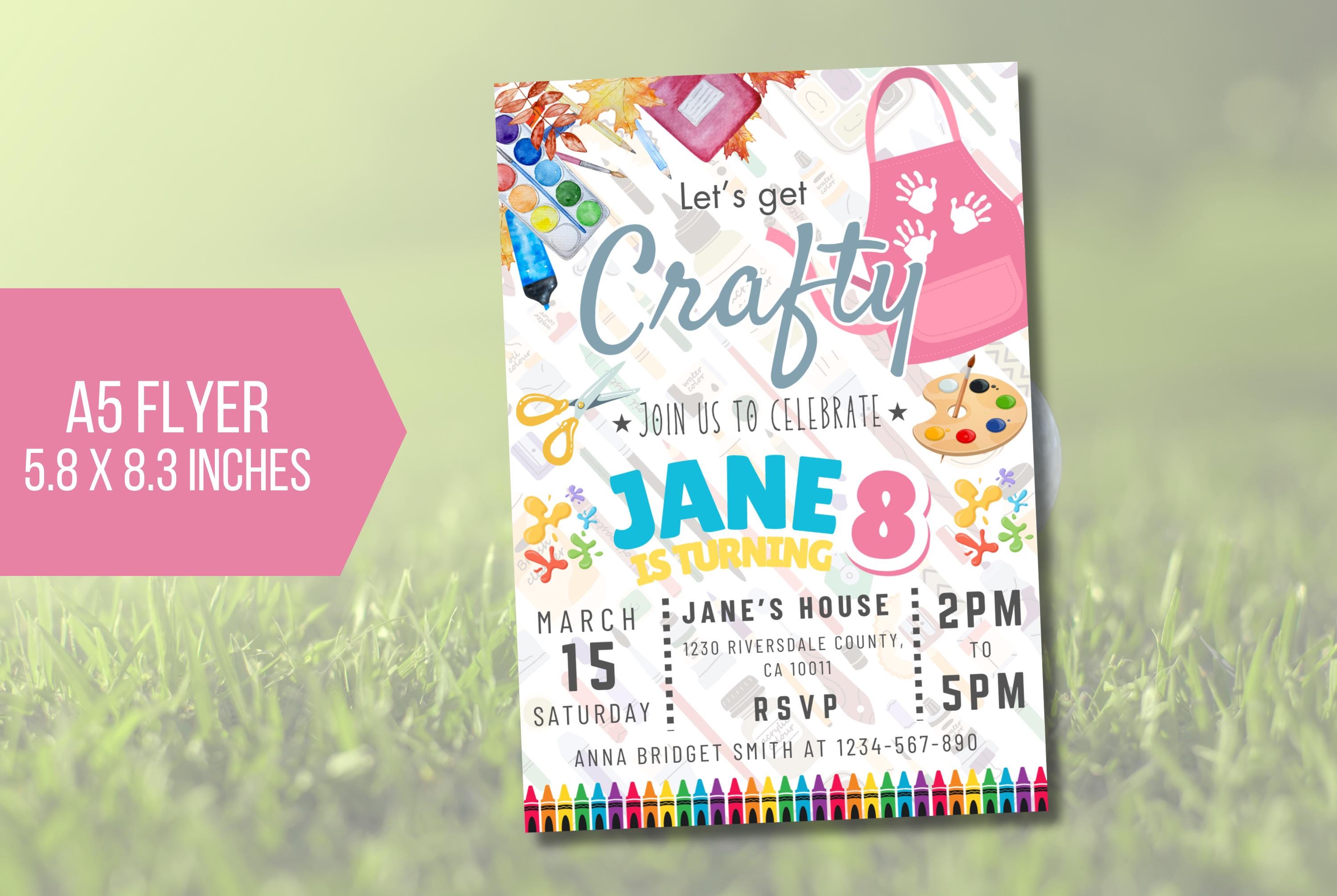 EDITABLE Let's Get Crafty, Birthday Party Invitation, Art and Crafts ...