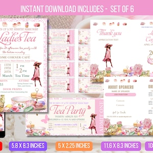 EDITABLE Ladies Tea Event Flyer Printable With Ladies Conference Event, Brunch Women&#39;s Ministry High Tea Coffee Order of Event Mother&#39;s Day