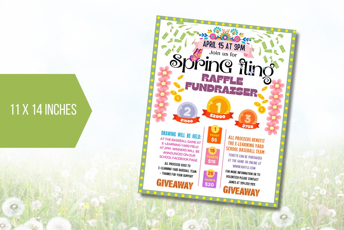 Spring Raffle Words EDITABLE Spring Fling Raffle Fundraiser, Easter Festival Fundraiser ...