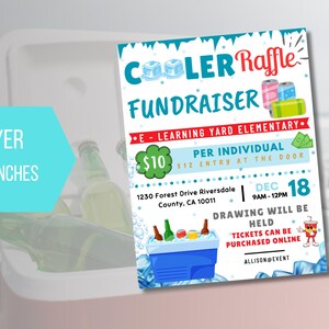 Freezer Raffle EDITABLE Cooler Raffle Ticket Fundraiser Flyer, School PTO PTA Flyer ...