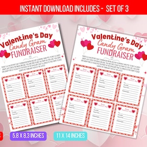 Valentine&#39;s Day Candy Gram, School Daycare Fundraiser PTA PTO Nonprofit Valentine Events, EDITABLE Candy Gram Text Phone, Printable Flyer