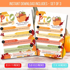 EDITABLE FALL PTO Recruitment Flyer, Pto/pta Parent Newsletter, Volunteer Needed, Volunteer Fundraiser Event Template, Instant Download