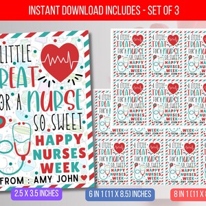 EDITABLE Nurse Appreciation Gift Tag Printable, Happy Nurses Week Tag, Thank You Gift Tag for Nurse, Nurse Favor Tag, Cookie Tag Download