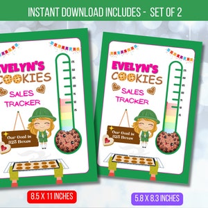 EDITABLE Cookie Sales Tracker, Girl Scout Cookie Gola Poster, ABC Bakers Girl Scout Cookie, Printable Profit Tracker Instant Download Chart