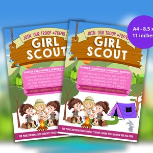 Editable Girl Scouts Recruitment Flyer - Girl Scout Recruitment - Join The Troop - Instant Download & Edit File with Canva