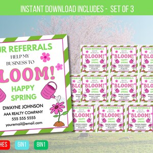 編集可能 あなたの紹介により私のビジネスが開花します、タグでMint Realtor Pop、タグで不動産ポップ、タグでBloom Pop 即時ダウンロード