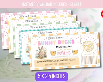 EDITABLE Easter Bunny Bucks, Fun Easter Basket Stuffer Reward, Easter Coupons, Easter Gift for Kids, Bunny Money Digital Instant Download