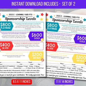 PTO PTA Patenschafts-Formular Ebenen Schulflieger, Patenschafts-Anmeldedruckbares Handout, Spendenaktion, Spendenaktion Sofort-Download