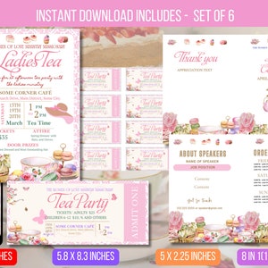EDITABLE Ladies Tea Event Flyer Printable With Ladies Conference Event, Brunch Women&#39;s Ministry High Tea Coffee Order of Event Mother&#39;s Day