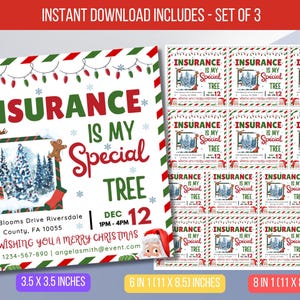 EDITIERBARE Versicherung ist mein Special-Tree-Weihnachtsgeschenkanhänger, Versicherung, Marketing-Tags, Urlaubsempfehlungstag, druckbare Karte, Sofort-Download