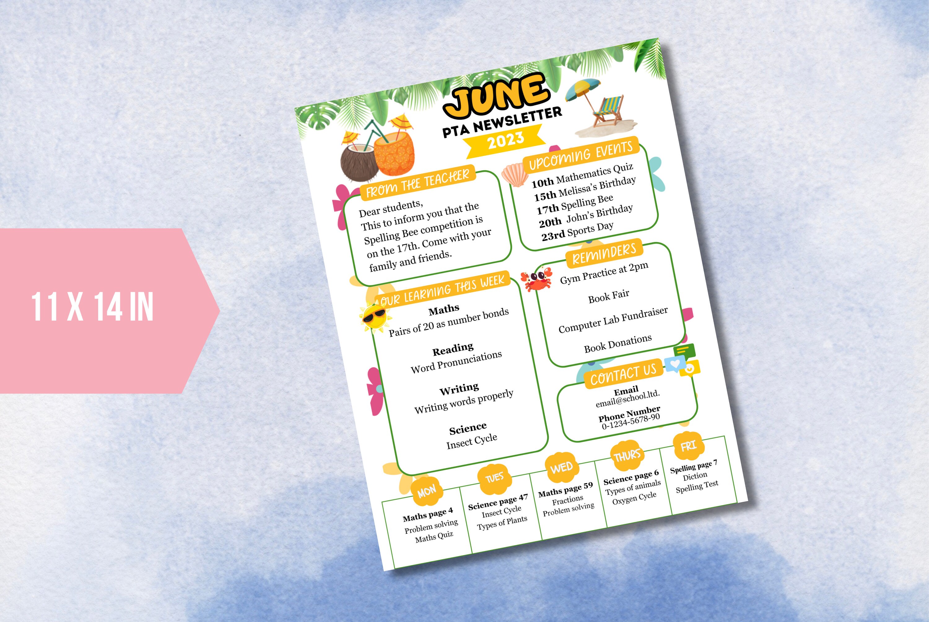 Editable june newsletter template classroom printable handout etsy