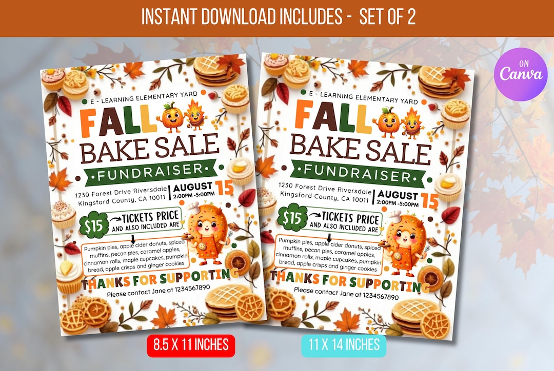 Fall Bazaar Template.pdf EDITABLE Fall Festival Bake Sale Fundraiser Template, Thanksgiving Bake ...
