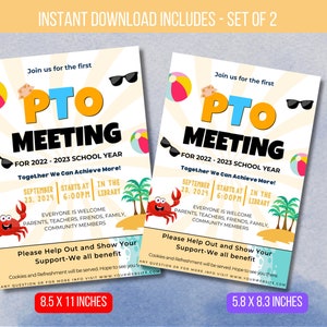 EDITABLE June PTO Meeting Handout Flyer, School Information Meeting Flyer, Printable Volunteer Handout Template Instant Download