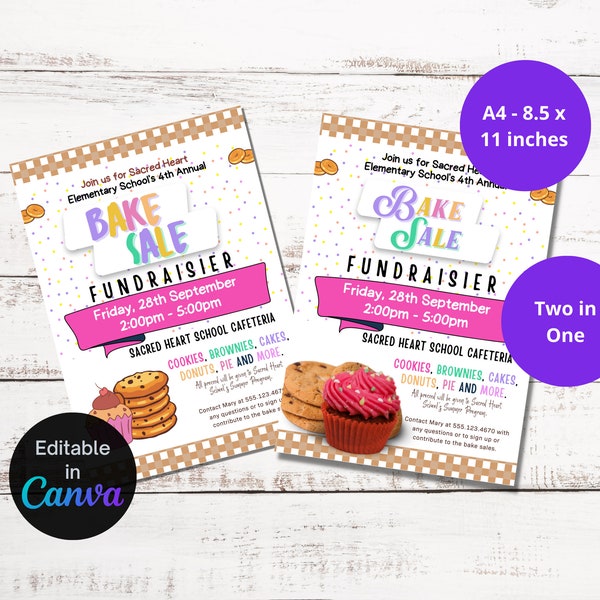 Bake Sale Flyer, Event Flyer, Bake Sale Flyer, Editable Canva