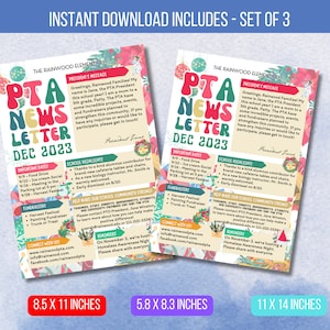 EDITABLE December PTA Newsletter Flyer Template, Printable Handout Digital Flyer, PTA Newsletter, School Events Handout Instant Download