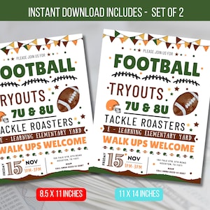 BEWERKBARE FOOTBALL Tryouts Flyer, voetbal try-outs uitnodigen, school try-outs, jeugdvoetbal, voetbal poster digitale sjabloon INSTANT Download