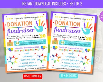 EDITABLE PTO PTA Donation Fundraiser Flyer Template, Fundraiser Flyer, Church School Flyer Event Digital Printable Template Instant Download