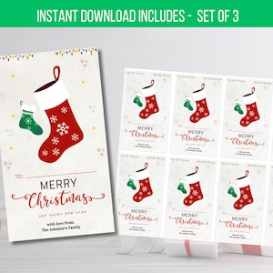 EDITABLE Christmas Gift Tags, Merry Christmas Tags, Holiday Gift Tags, Personalized Tags Template, Printable Digital Tags Instant Download