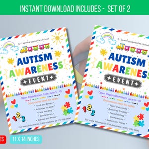 EDITABLE Autism Awareness Event, Family Day Fundraiser Event Template Instant Download