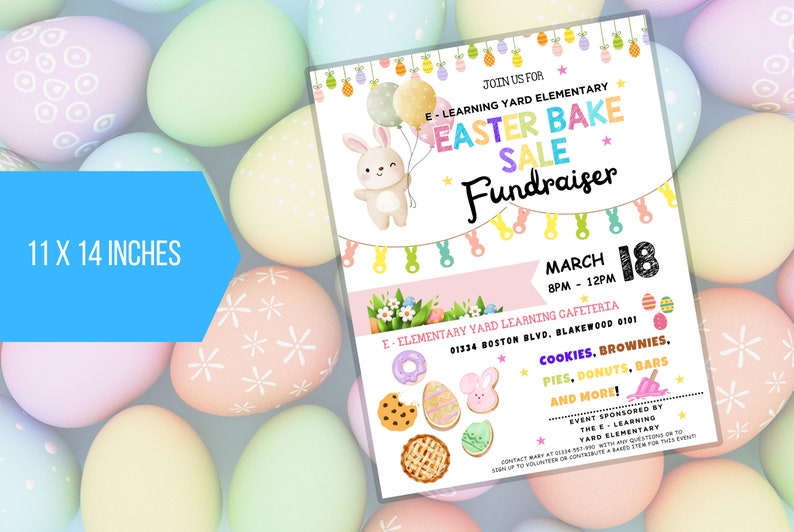 Easter Bake Raffle EDITABLE Easter Bake Sale Fundraiser Flyer, Printable Easter Event ...