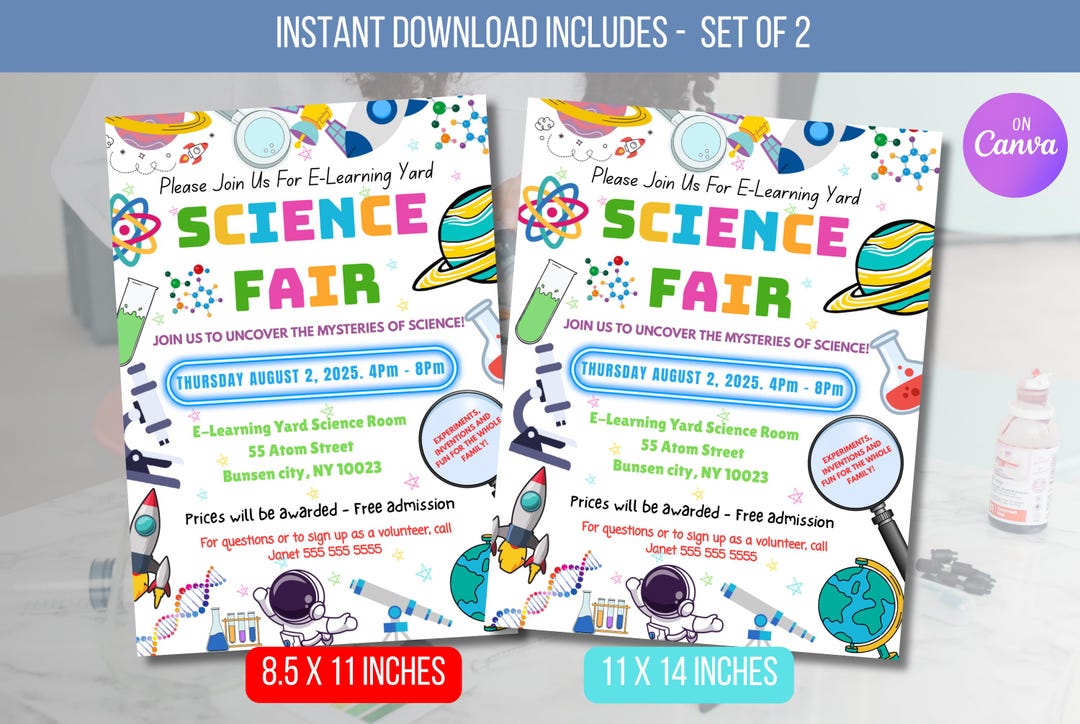 EDITABLE Science Fair Flyer, School Academic Festival Flyer, PTO PTA ...