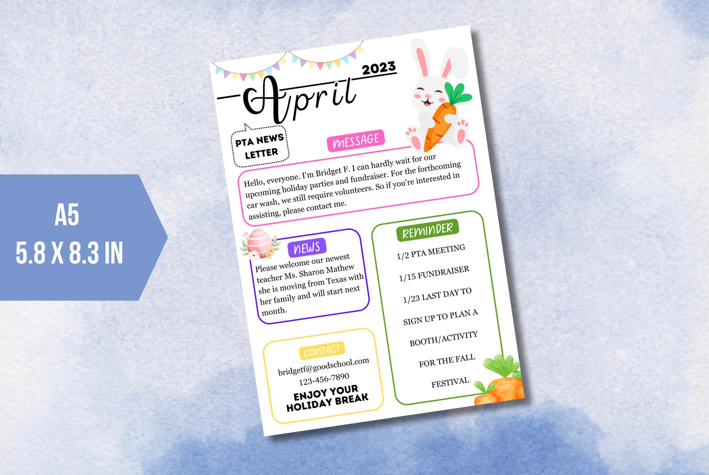 EDITABLE April Newsletter Template, Classroom Printable Handout Flyer ...