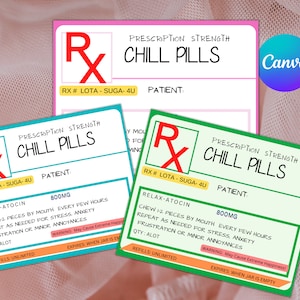 PRINTABLE Prescription Chill Pill Candy Jar Label | Nursing Home | CNA Appreciation | Marketing | Health Care Gift | CNA Week | Nurse&#39;s Week